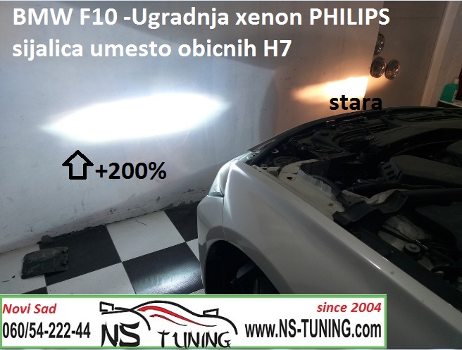 bmw f10 2012 2013 2014 ugradnja xenon h7 sijalica philips canbus novi sad beograd ns tuning jace sijalice night breaker